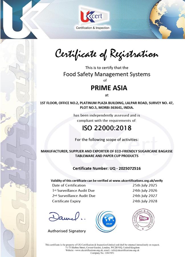 ISO 22000:2018 Certificate